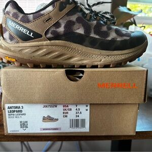 Merrell ANTORA 3 SEPIA LEOPARD           J067552W Women’s size 7 wide brand new